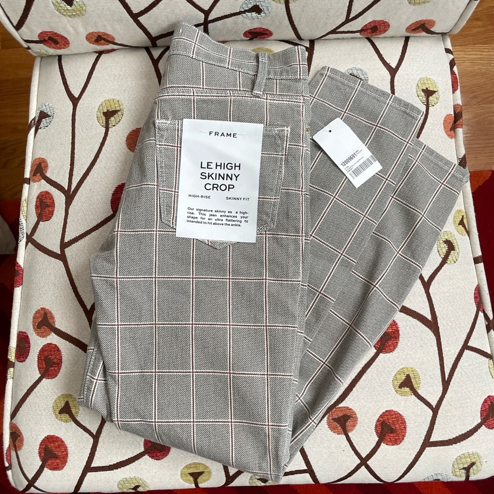 🩶NWT FRAME Denim Le High Skinny Crop in Pane Plaid size 23 checked